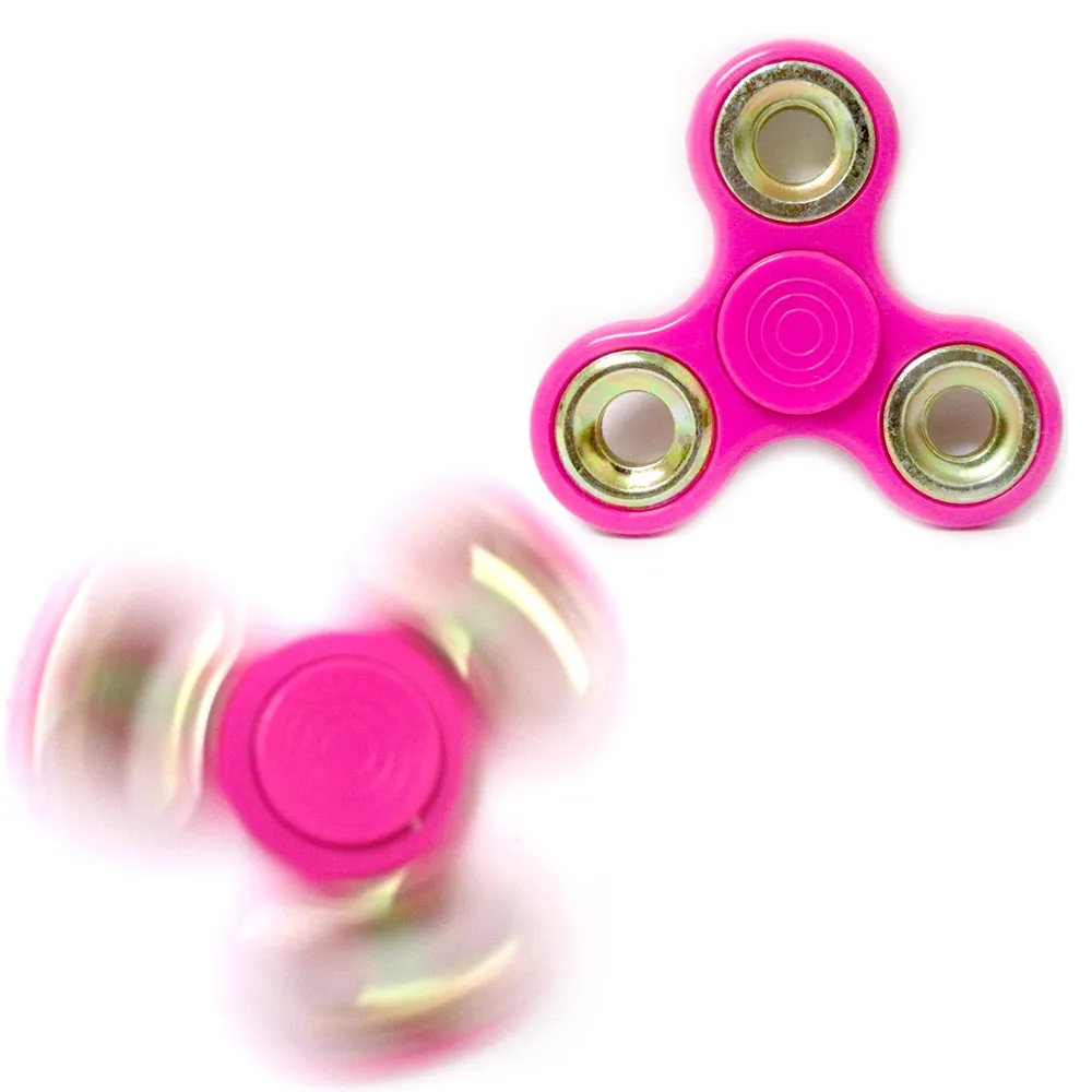 2 Tri Fidget Hand Spinner Finger Toy EDC Focus Desk ADHD Autism Kids Adults Pink