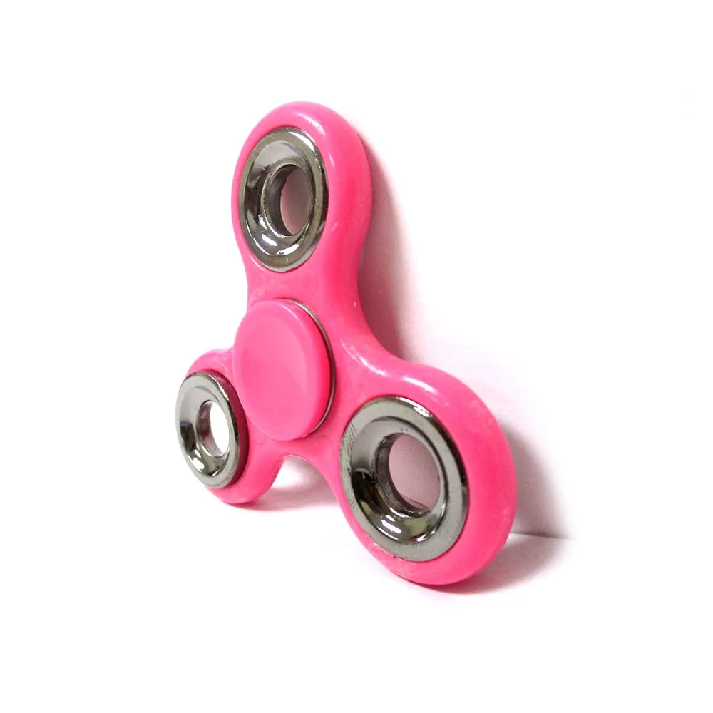 3 Fidget Spinner Gyro Silver Rim Toy EDC Finger Focus ADHD Kids Adults Pink Lot
