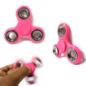 3 Fidget Spinner Gyro Silver Rim Toy EDC Finger Focus ADHD Kids Adults Pink Lot