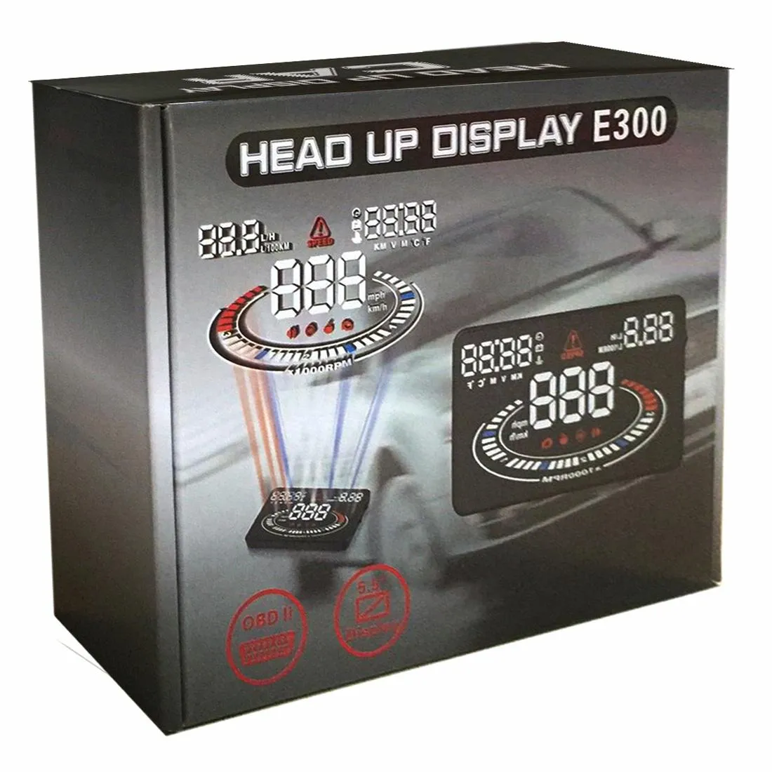 5.5 Inch Car Obdii / Euobd Hud Display Speed Fuel Alarm Black