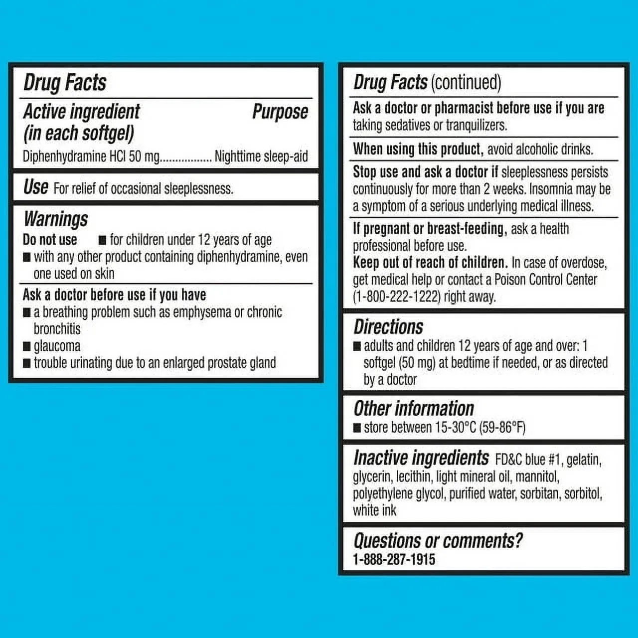 Equate Maximum Strength Diphenhydramine HCl Sleep Support Softgels, 50 mg, 100 Count