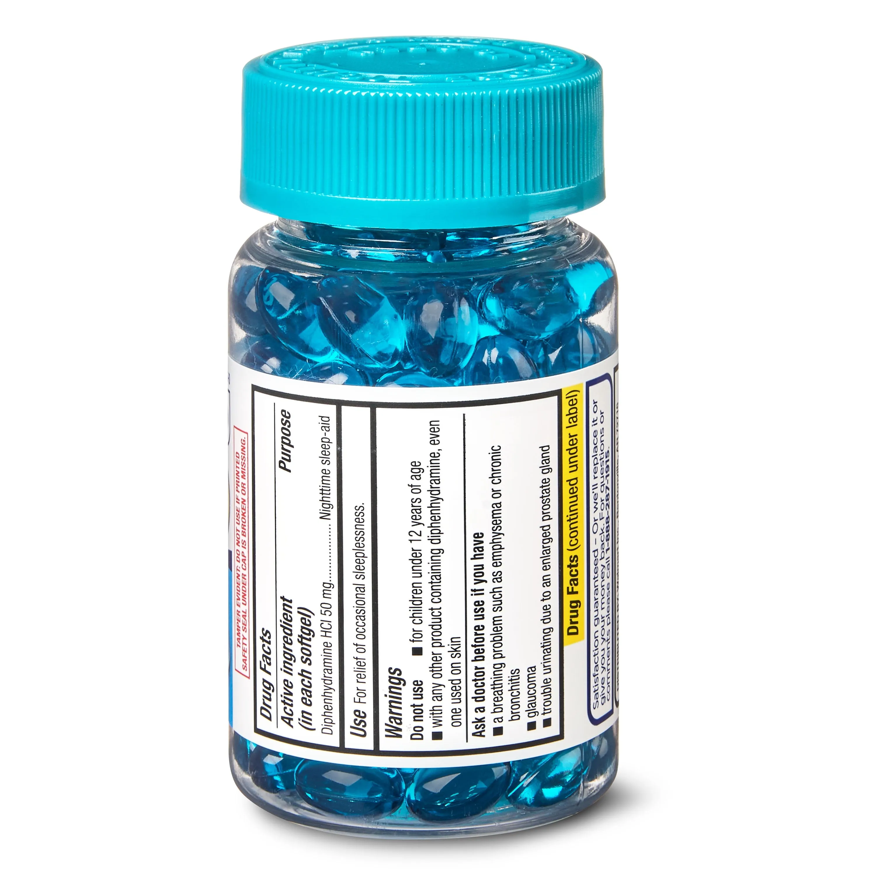 Equate Maximum Strength Diphenhydramine HCl Sleep Support Softgels, 50 mg, 100 Count