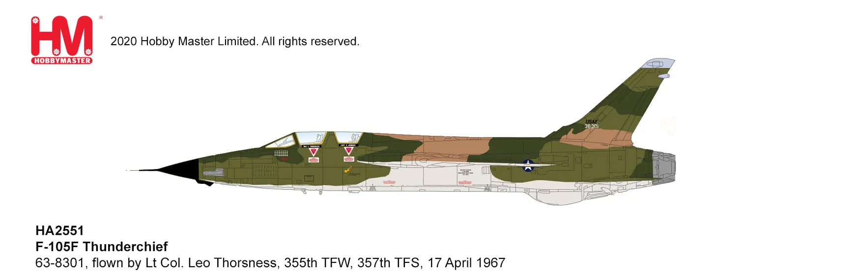 F-105F Thunderchief 355th TFS 1967, 1:72 Scale Diecast Model
