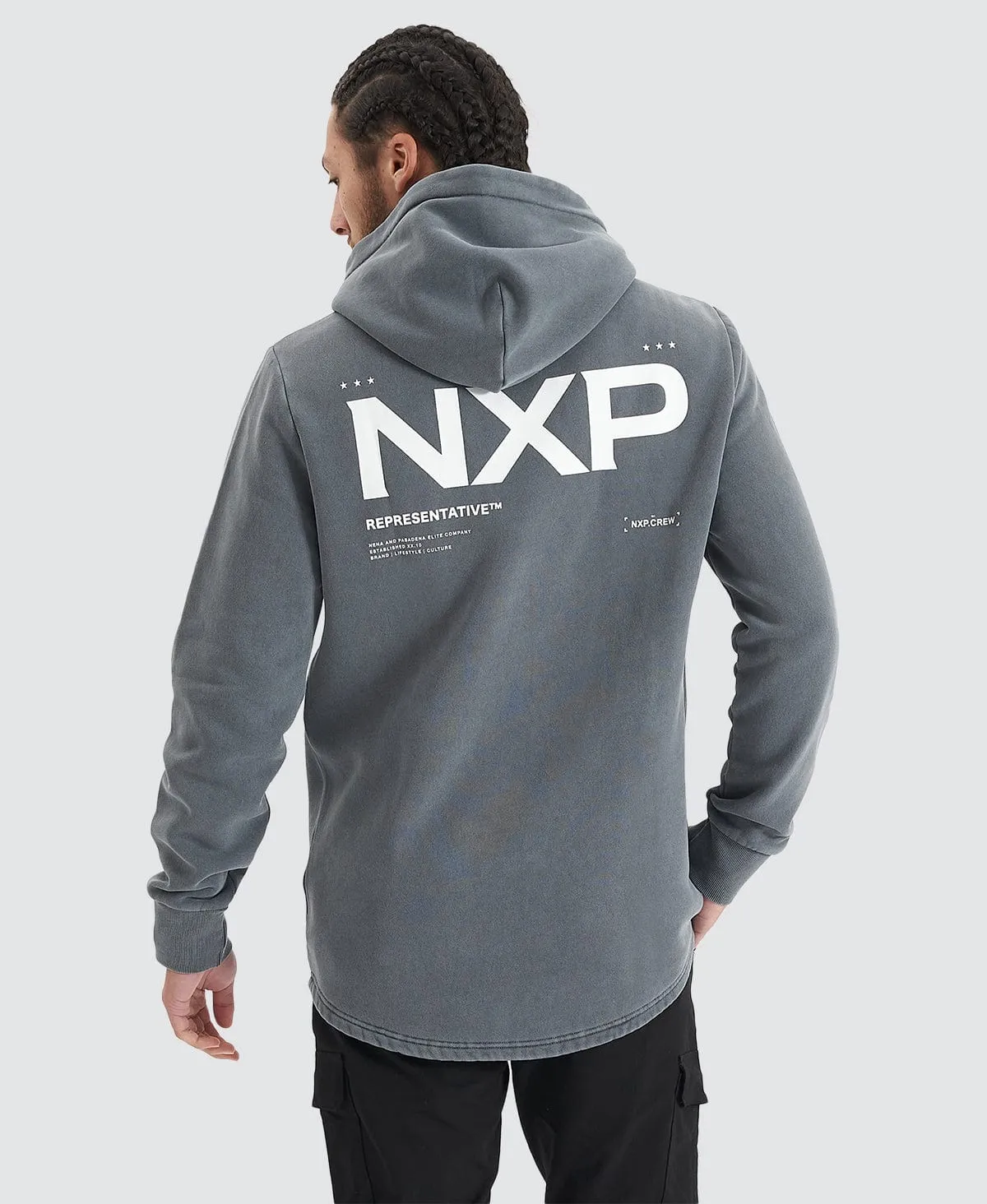 Jump Start Hooded Dual Curved Sweater Pigment Castlerock
