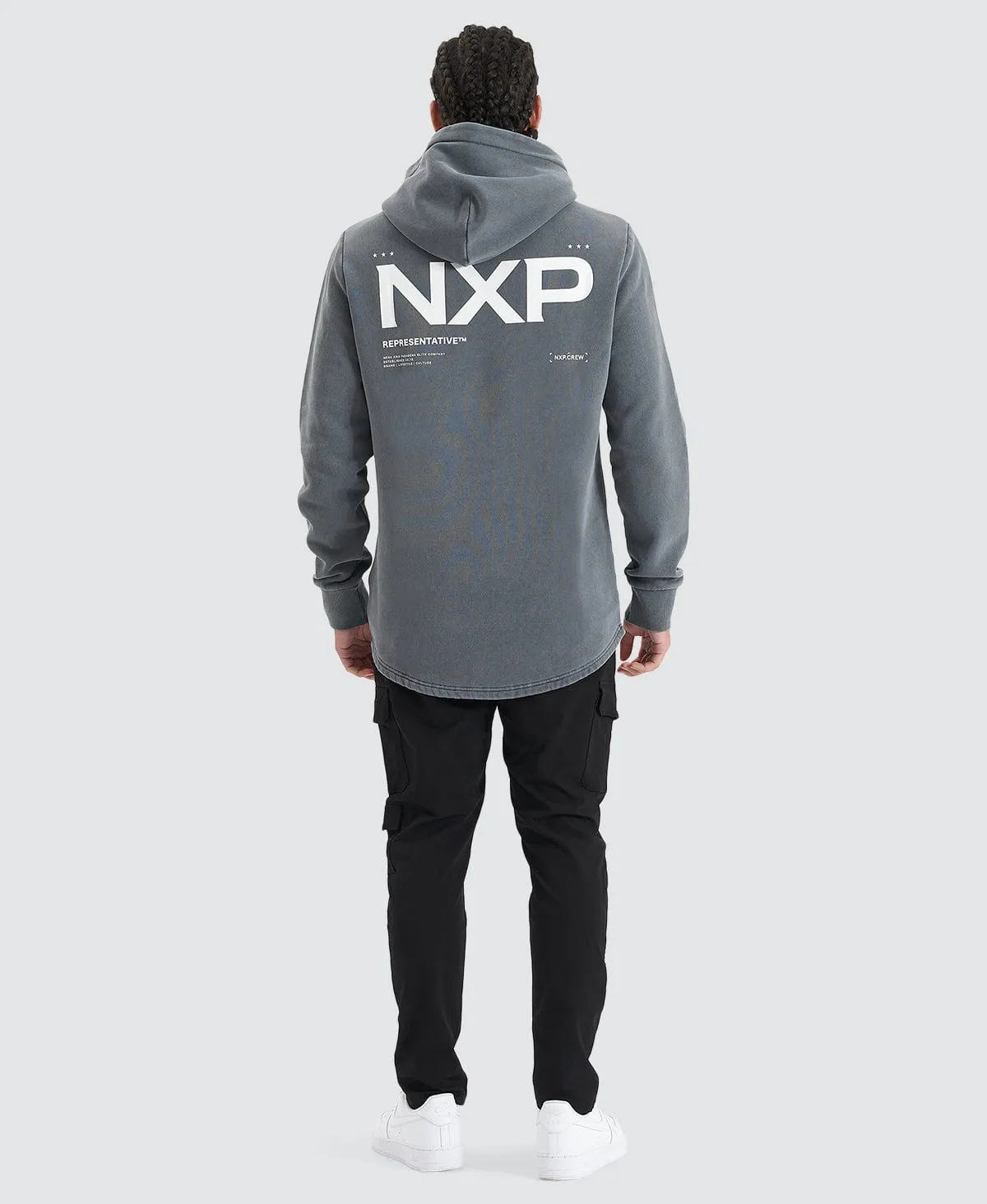 Jump Start Hooded Dual Curved Sweater Pigment Castlerock