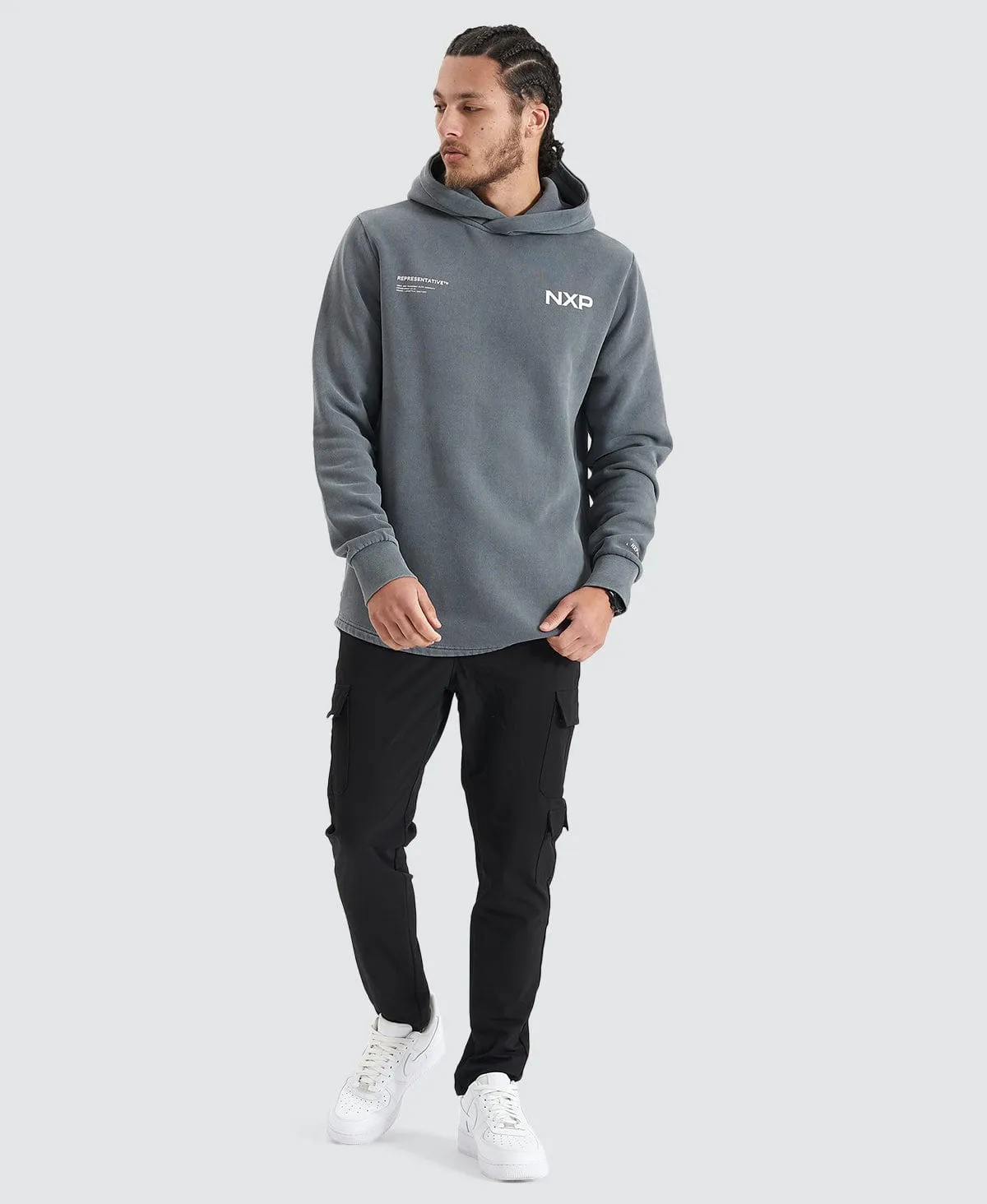 Jump Start Hooded Dual Curved Sweater Pigment Castlerock