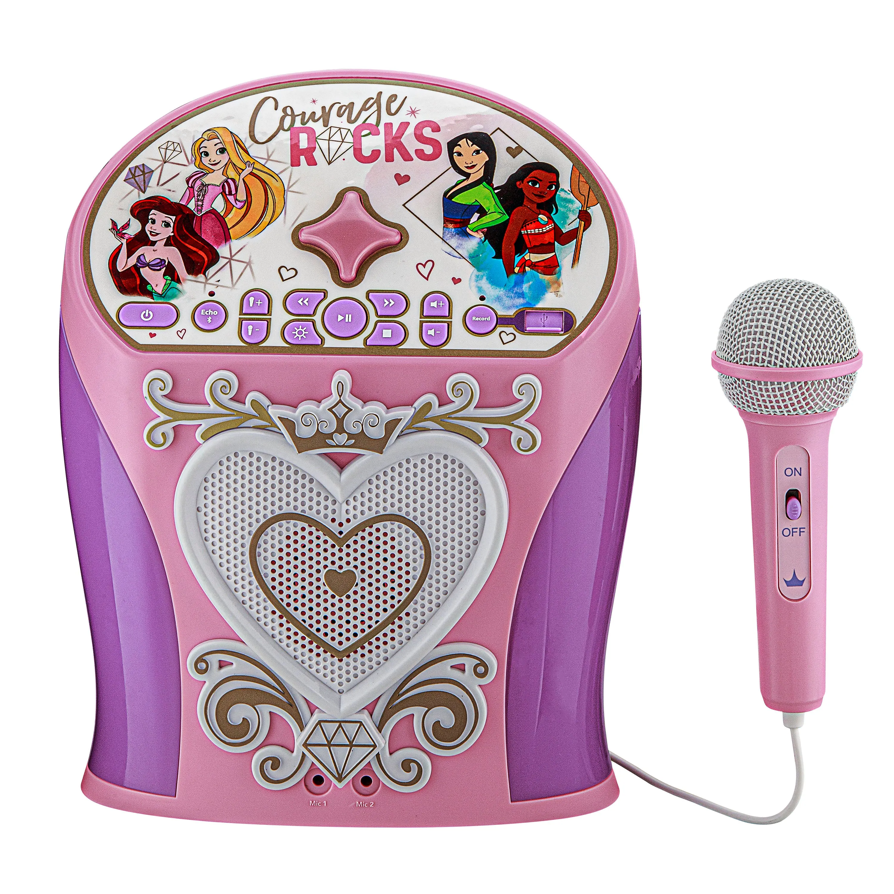 KIDdesigns Disney Princess Bluetooth Karaoke Machine w/ Microphone for Kids - Multi-color