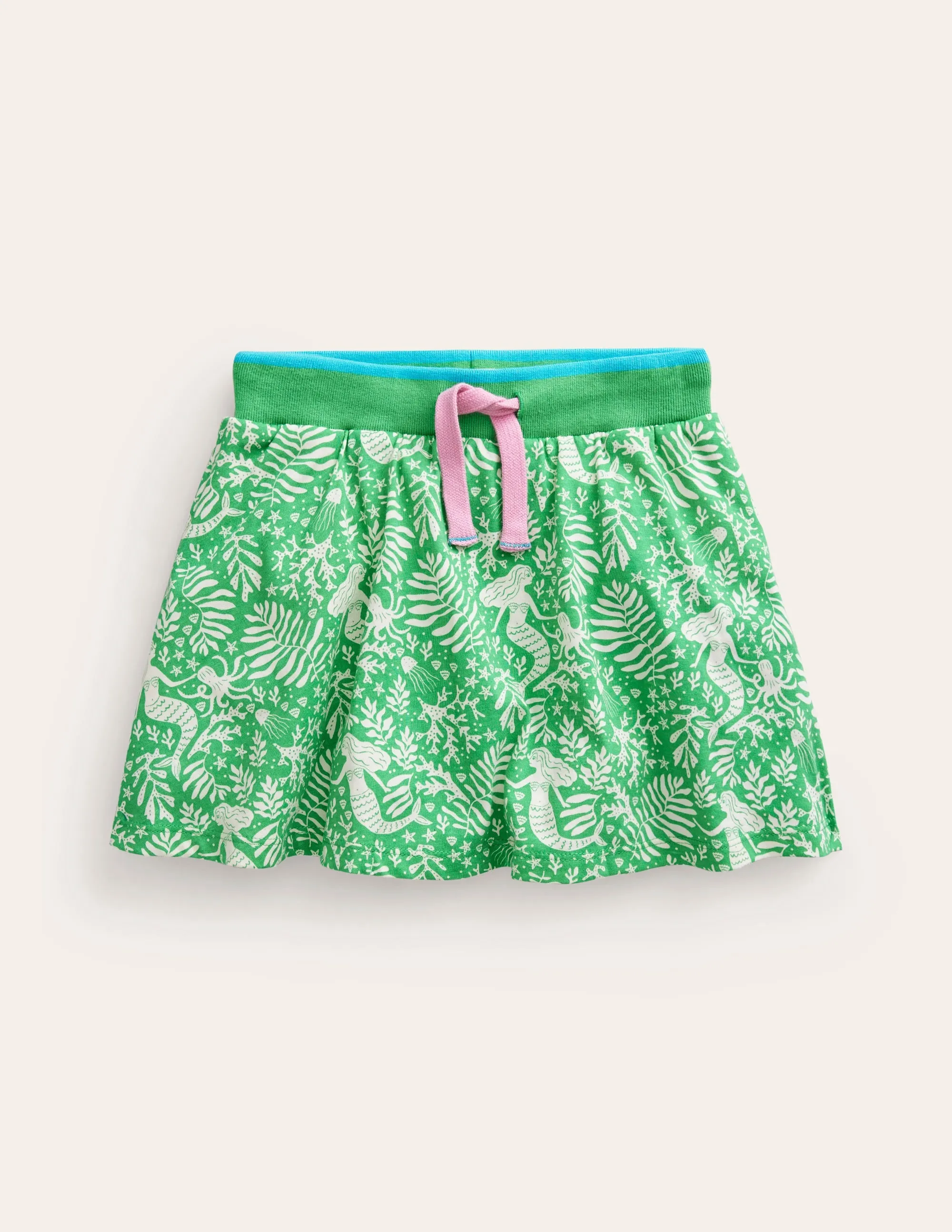 Printed Jersey Skort-Pea Green Mermaids
