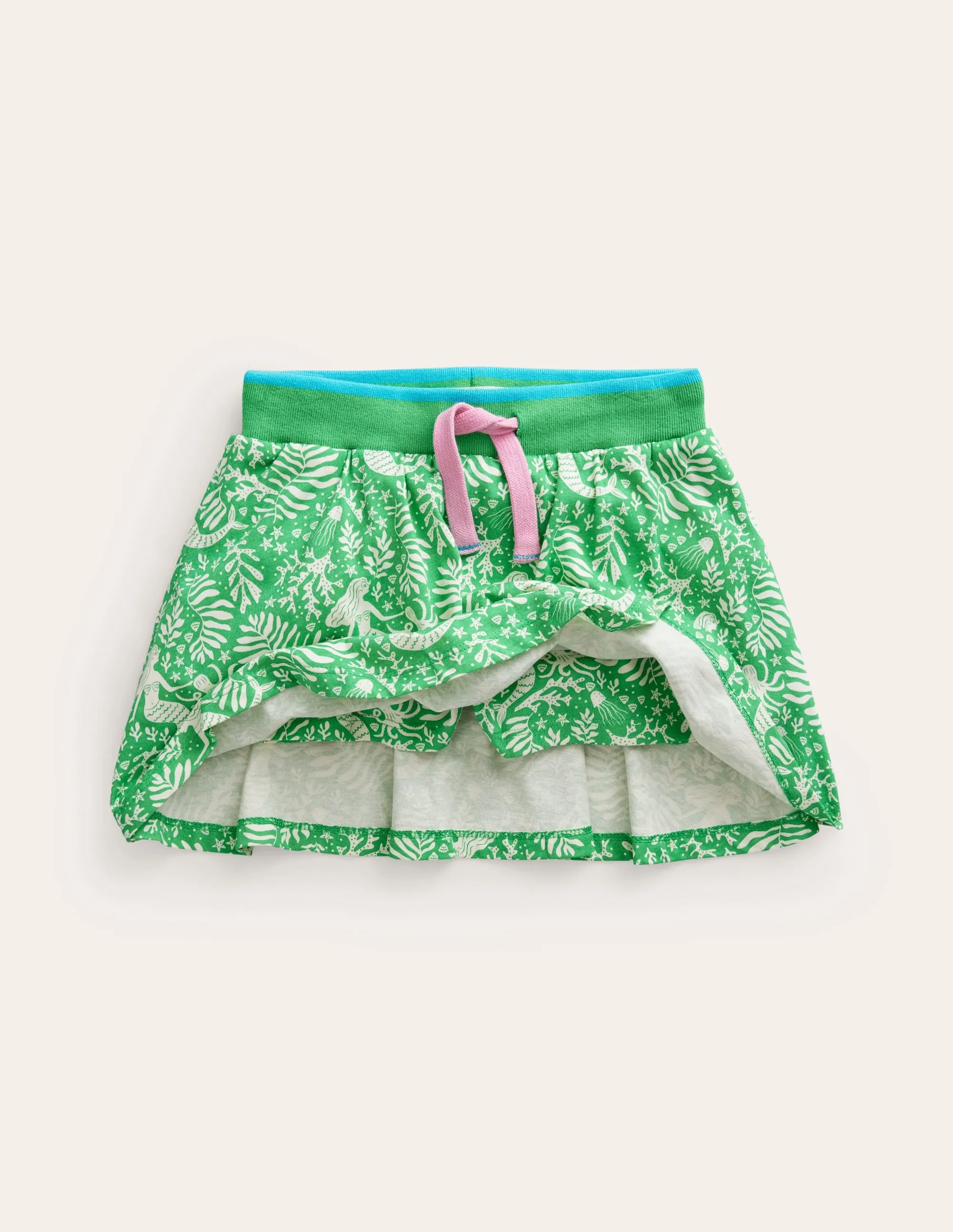 Printed Jersey Skort-Pea Green Mermaids