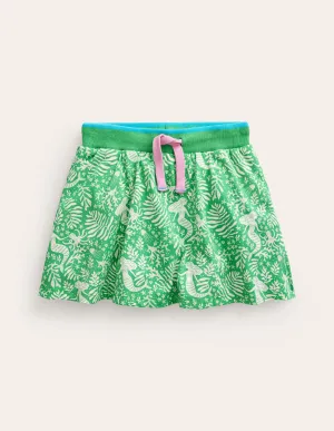 Printed Jersey Skort-Pea Green Mermaids
