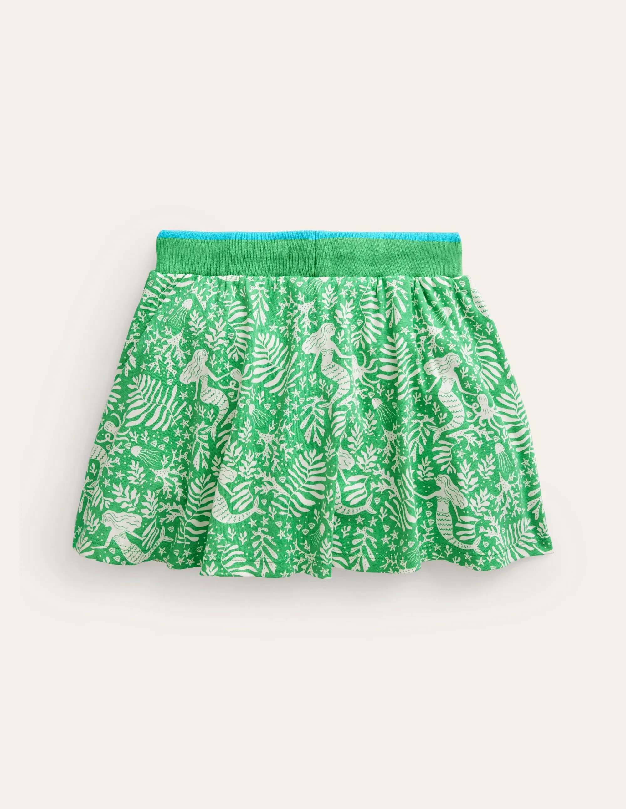 Printed Jersey Skort-Pea Green Mermaids