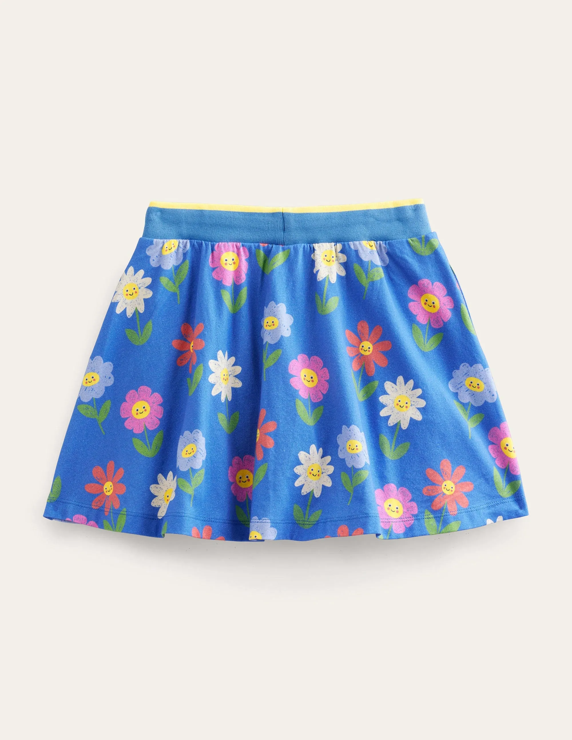 Printed Jersey Skort-Penzance Blue Flowers