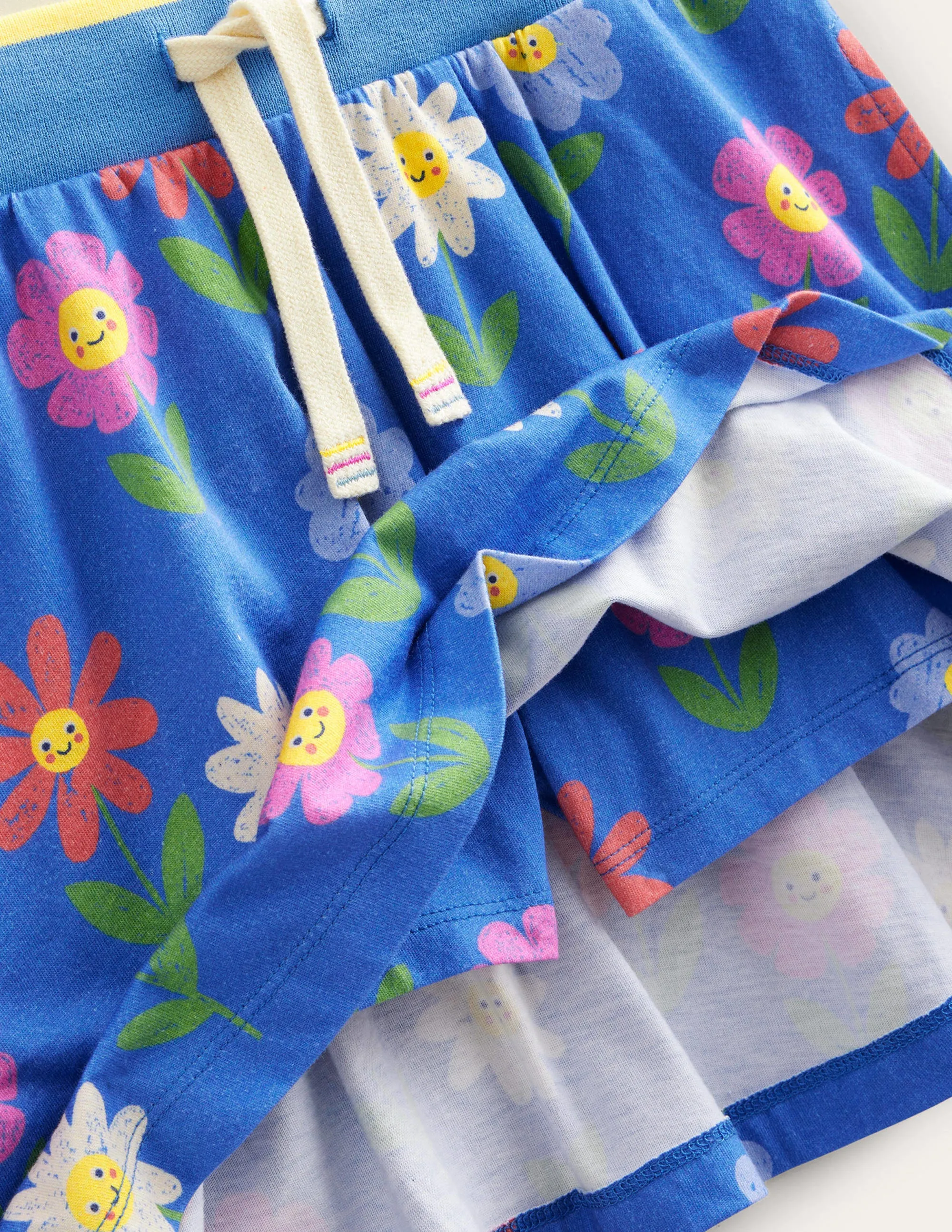 Printed Jersey Skort-Penzance Blue Flowers