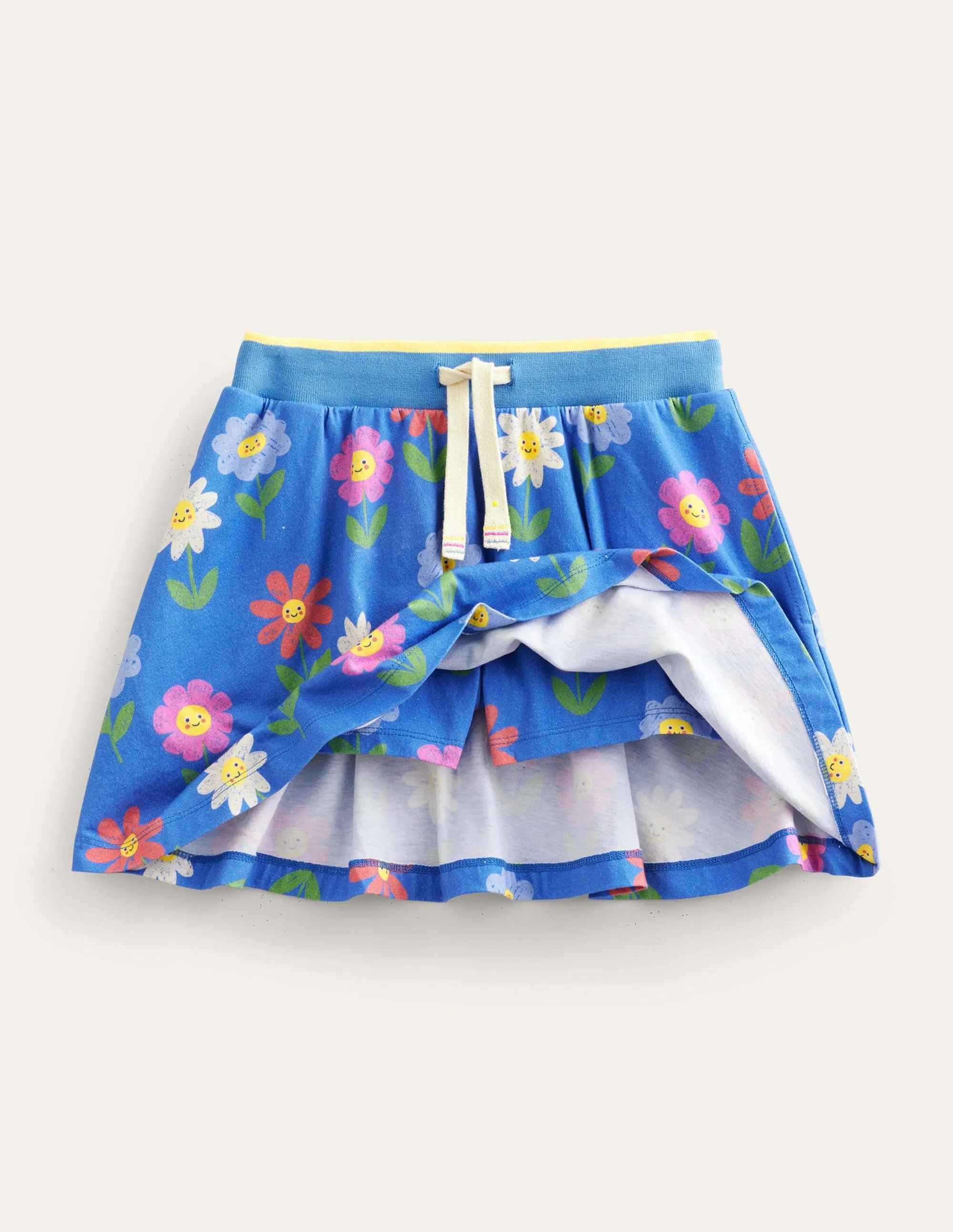 Printed Jersey Skort-Penzance Blue Flowers