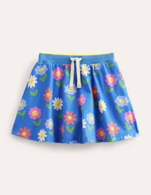 Printed Jersey Skort-Penzance Blue Flowers