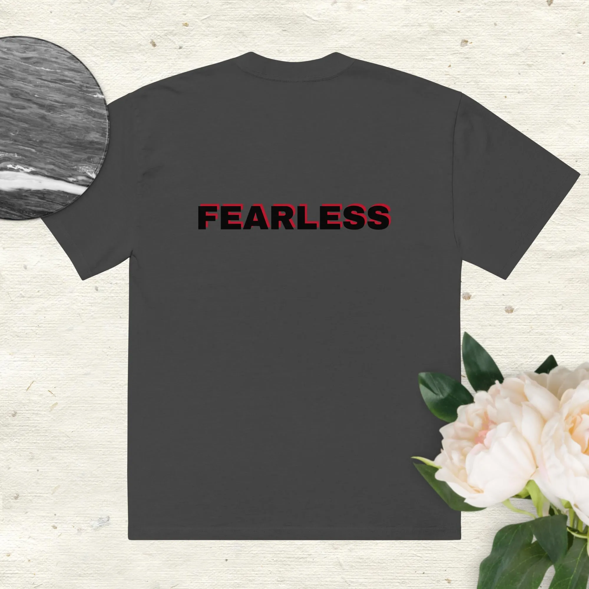 RoarWave:Black *Fearless* Luxe Oversized Designer T-Shirt. Proficiently Crafted for roaring climbers! 100% Plush Carded Cotton.