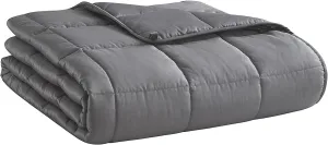 Weighted Blanket (Dark Grey,48"x72"-15lbs) Cooling Breathable Heavy Blanket Microfiber Material with Glass Beads Big Blanket for Adult All-Season Summer Fall Winter Soft Thick Comfort Blanket